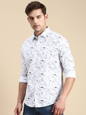 men's long sleeves abstract white shirt 3