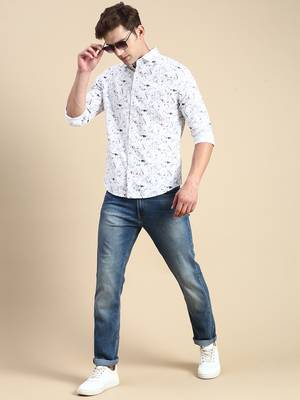 men's long sleeves abstract white shirt 5