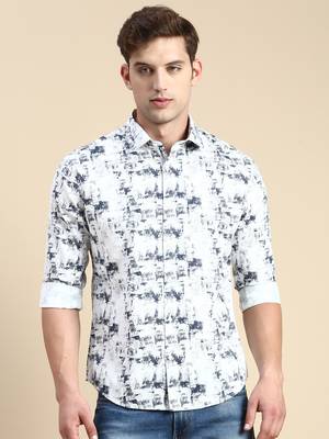 men's long sleeves abstract white shirt 2