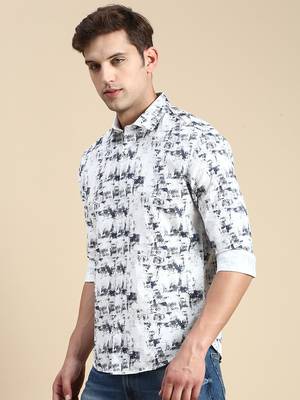 men's long sleeves abstract white shirt 3