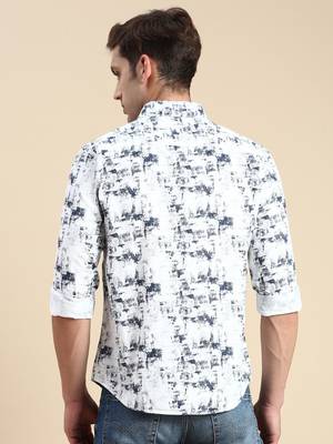 men's long sleeves abstract white shirt 4