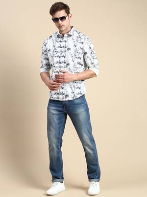 men's long sleeves abstract white shirt 5