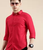 men's long sleeves solid red shirt