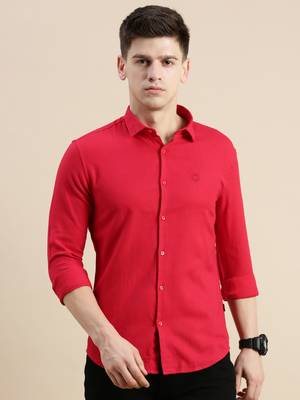 men's long sleeves solid red shirt 2