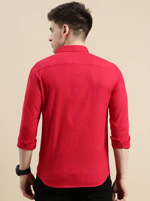 men's long sleeves solid red shirt 4