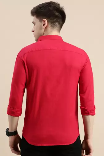 men's long sleeves solid red shirt