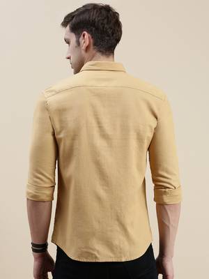 Showoff men's long sleeves solid khaki shirt 4