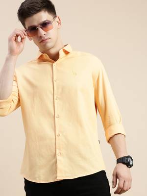 men's long sleeves solid orange shirt 1