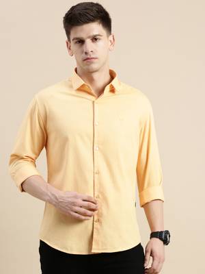 men's long sleeves solid orange shirt 2
