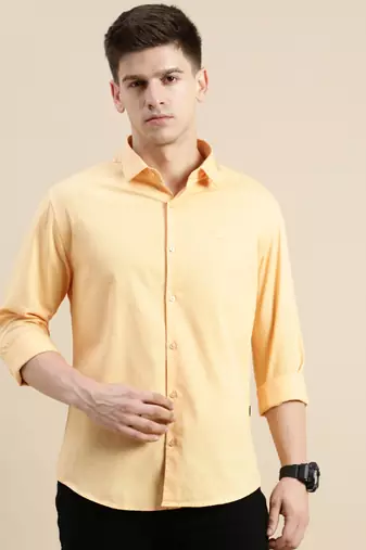 men's long sleeves solid orange shirt