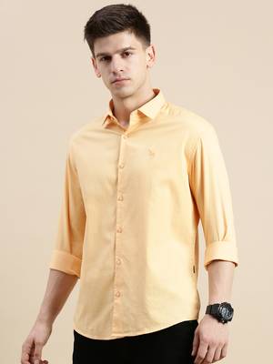men's long sleeves solid orange shirt 3