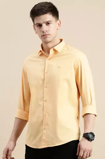 men's long sleeves solid orange shirt
