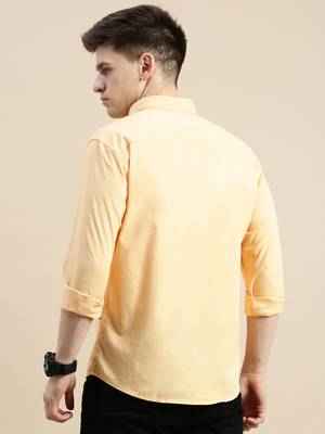 men's long sleeves solid orange shirt 4