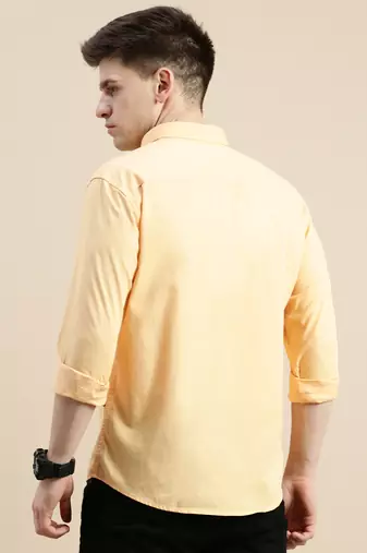 men's long sleeves solid orange shirt