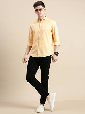men's long sleeves solid orange shirt 5
