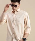 men's long sleeves solid peach shirt