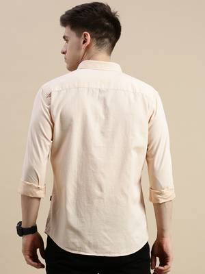 men's long sleeves solid peach shirt 4