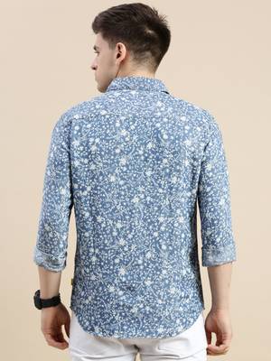 men's long sleeves floral blue shirt 4