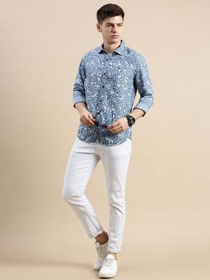 men's long sleeves floral blue shirt 5