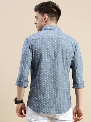 men's long sleeves floral blue shirt 4