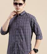 Showoff men's long sleeves micro checks purple shirt
