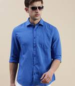 men's long sleeves solid blue shirt