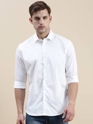 men's long sleeves geometric white shirt 2