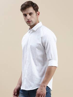 men's long sleeves geometric white shirt 3