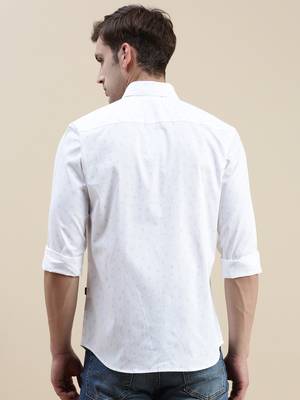 men's long sleeves geometric white shirt 4