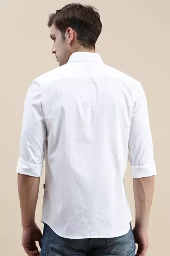 men's long sleeves geometric white shirt