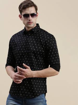 men's long sleeves conversational black shirt 1