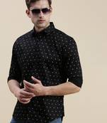 men's long sleeves conversational black shirt