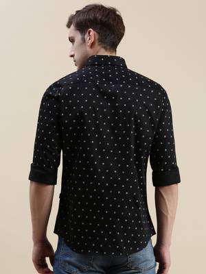 men's long sleeves conversational black shirt 4