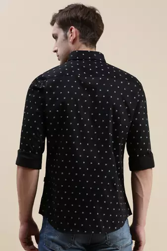 men's long sleeves conversational black shirt