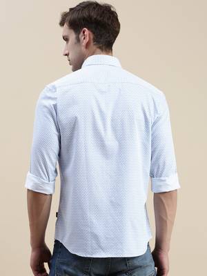 men's long sleeves geometric white shirt 4