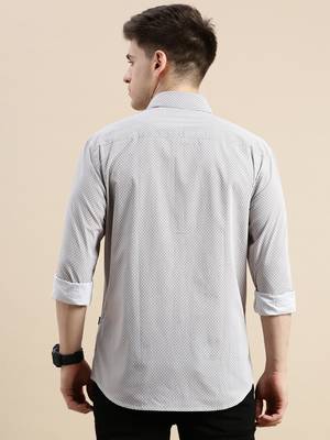men's long sleeves geometric off white shirt 4