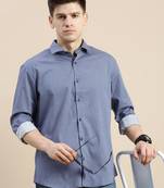 Showoff men's long sleeves geometric blue shirt