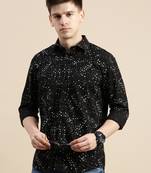 men's long sleeves conversational black shirt