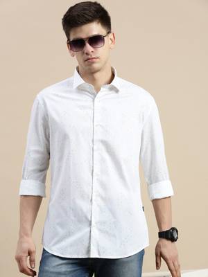 men's long sleeves conversational white shirt 1