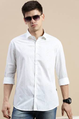 men's long sleeves conversational white shirt