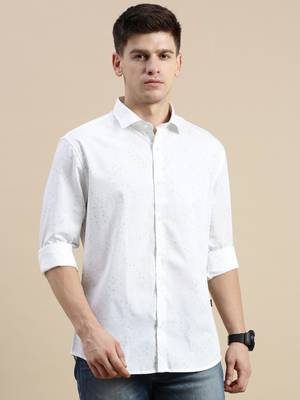 men's long sleeves conversational white shirt 2