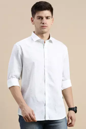 men's long sleeves conversational white shirt