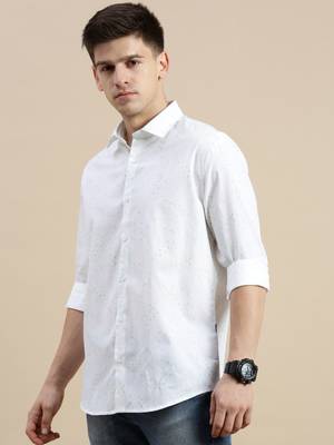men's long sleeves conversational white shirt 3