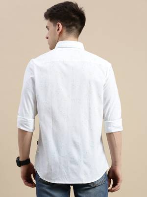 men's long sleeves conversational white shirt 4