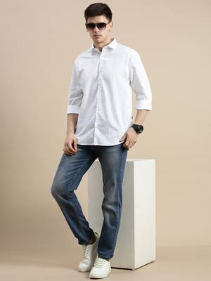 men's long sleeves conversational white shirt 5