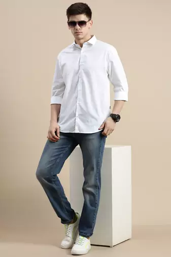 men's long sleeves conversational white shirt