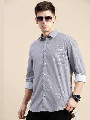 men's long sleeves geometric lavender shirt 1