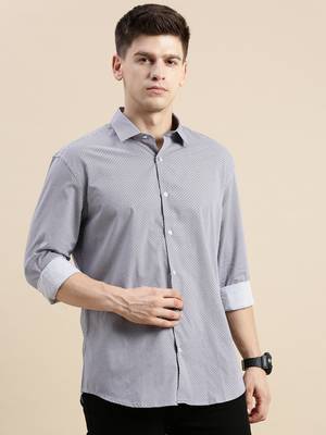 men's long sleeves geometric lavender shirt 2