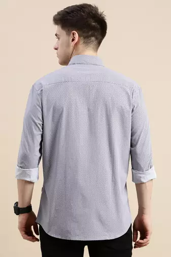 men's long sleeves geometric lavender shirt