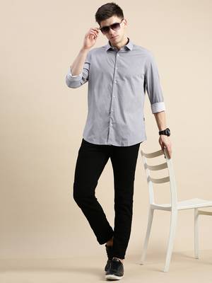 men's long sleeves geometric lavender shirt 5